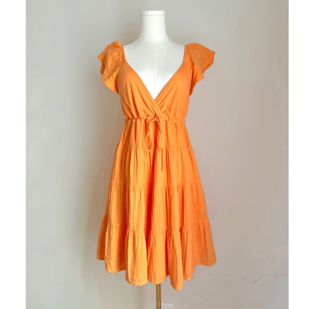 XIRENA Gauze Sonnet Dress In Tangerine